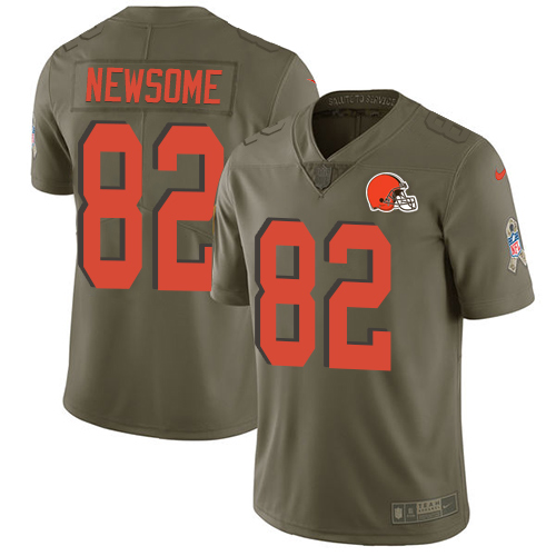 Nike Browns #82 Ozzie Newsome Olive Men's Stitched NFL Limited Salute To Service Jersey